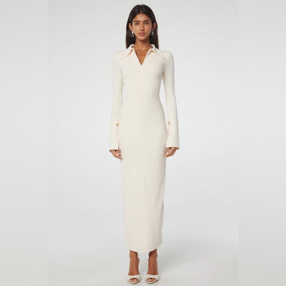 $235 THE LINE by K CANDELA MAXI RIBBED VANILLA CREAM JOAH BROWN REVOLVE SKIMS - Picture 3 of 16
